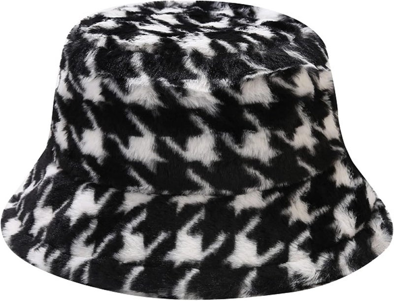 Dirholl Women's Winter Faux Fur Fuzzy Warm Bucket Hat - Image 1